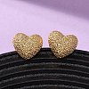 Brass Textured Stud Earrings EJEW-A143-02B-G-1