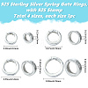 4Pcs 4 Styles 925 Sterling Silver Spring Gate Rings STER-SC0001-51-2