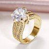 Brass Micro Pave Cubic Zirconia Finger Rings for Women FS-WGB56BB-11-1