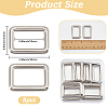 8Pcs Zinc Alloy Rectangle Buckle Ring PURS-SP0001-05P-2
