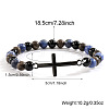 Natural Sodalite & Black Obsidian & Woodstone Beads Stretch Bracelets for Men CI7387-1-5