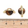 Brass Pave Natural Tiger Eye Planet Connector Charms KK-B129-03G-3