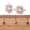 Brass Pave Pink Cubic Zirconia Connector Charms CU-CBAEC99-14S-3