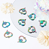 Beebeecraft 10Pcs Rainbow Color 304 Stainless Steel Pendant Cabochon Settings For Enamel STAS-BBC0001-13-4