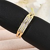 Brass Micro Pave Cubic Zirconia Open Cuff Rings for Women LS-RJEW-R011-01G-02-2