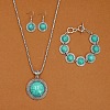 Alloy with Synthetic Turquoise Pendant Necklaces & Link Bracelets & Dangle Earring Sets WGBFEA3-03-1