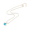 Glass Teardrop with Wing Pendant Necklace with Golden Brass Round Snake Chains for Women NJEW-JN04124-4
