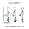 12Pcs 3 Styles Natural Peridot & Quartz Crystal & Green Aventurine & Malachite Chips Pendant Decorations HJEW-GO00101-2