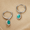 Anti-Tarnish Rhodium Plated 925 Sterling Siliver Enamel Oval Dangle Hoop Earrings QO5135-2-2