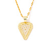Vintage Brass Micro Pave Clear Cubic Zirconia Heart Pendant Necklaces for Women TJ4631-1-2