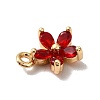 Brass Cubic Zirconia Flower Charms KK-O141-01G-07-3