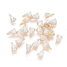 Real 18K Gold Plated Brass Charms ZIRC-L077-016B-G
