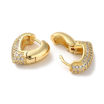 Brass Pave Cubic Zirconia Hoop Earrings for Women EJEW-M258-05G-1