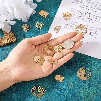 14Pcs 7 Style Brass Charms KK-PJ0001-26-1