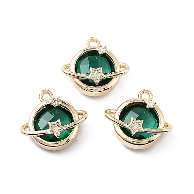 Rack Plating Brass Micro Pave Cubic Zirconia Pendants KK-M013-05G-1