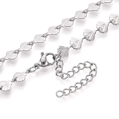6MM 304 Stainless Steel Shell Shape Link Chain Necklaces NJEW-T016-06P-1