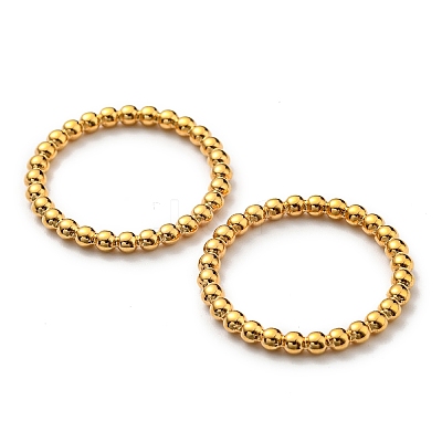 304 Stainless Steel Round Beaded Finger Ring STAS-B045-09G-1