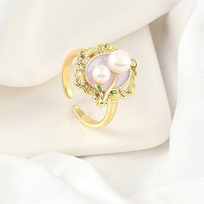 Brass Enamel Cuff Rings RJEW-K291-04G-02-1