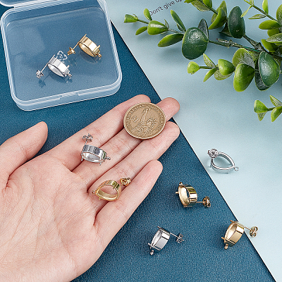 4 Pairs 2 Colors 304 Stainless Steel Stud Earring Findings STAS-UN0038-08-1