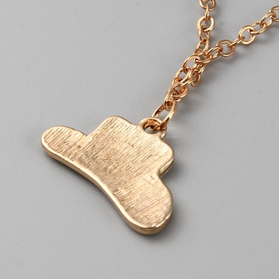 Cowboy Theme Enamel Pendant Necklace with Cable Chains NJEW-WH0013-17A-1