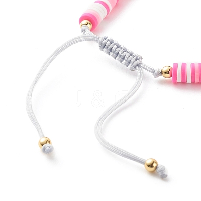 Handmade Disc Polymer Clay Braided Bead Bracelet BJEW-JB07407-01-1