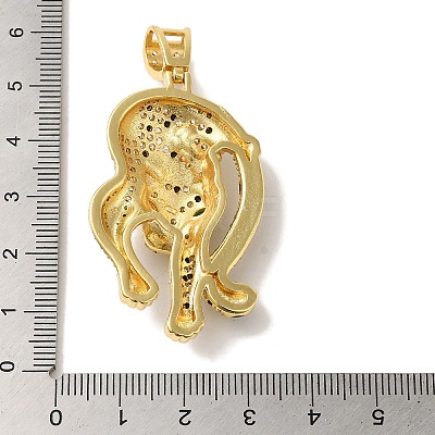 Rack Plating Brass Micro Pave Black Cubic Zirconia Pendants KK-P267-03A-G-1