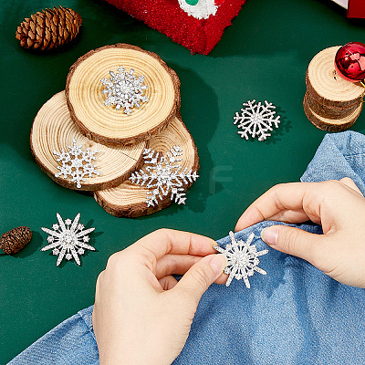 6Pcs 6 Styles Snowflake Alloy Lapel Pins for Backpack Clothes JEWB-DC0001-32-1