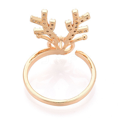 Antler Brass Micro Pave Clear Cubic Zirconia Cuff Ring Settings KK-T076-26G-1