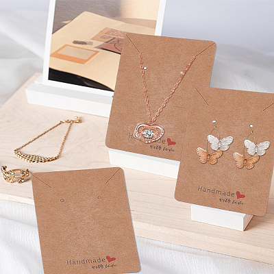 40Pcs Rectangle Paper Jewelry Display Cards for Necklace Earrings CDIS-LP0001-13-1