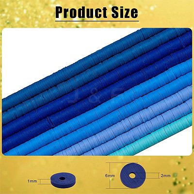 10 Strands 5 Colors Flat Round Handmade Polymer Clay Beads CLAY-SZ0002-02D-1