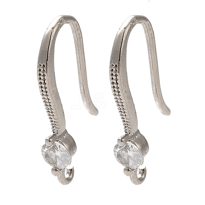 Rack Plating Brass Micro Pave Clear Cubic Zirconia Earring Hooks KK-A231-05P-1