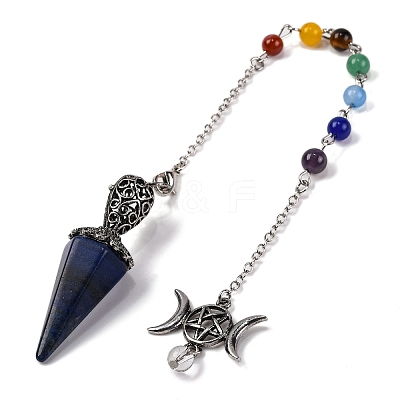 Natural Lapis Lazuli Pointed Hexagonal Cone Dowsing Pendulums G-Q184-03D-AS-1