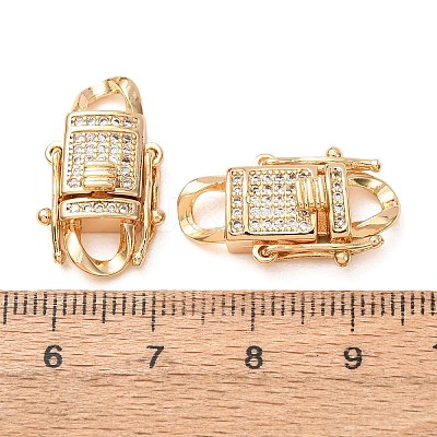 Brass Micro Pave Cubic Zirconia Twister Clasps CU-K002-20G-1