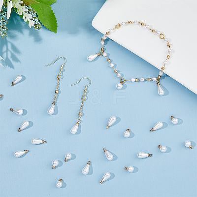 100Pcs 2 Styles Plastic Imitation Pearl Charms KK-FH0006-95-1
