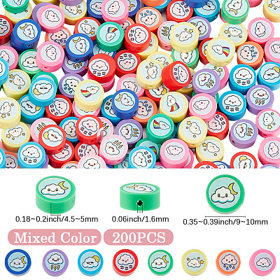 200Pcs Printed Handmade Polymer Clay Beads CLAY-PA0001-54-1