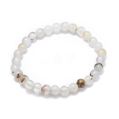 Natural Agate Bead Stretch Bracelets X-BJEW-K212-A-004-1