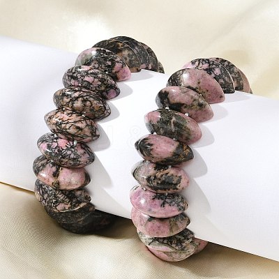 Bicone Natural Rhodonite Beads Stretch Bracelets for Women Men BJEW-C097-05B-1