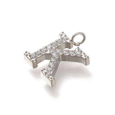 304 Stainless Steel Micro Pave Cubic Zirconia Pendants STAS-H228-06P-K-1