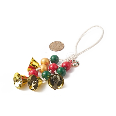 Christmas Theme Schima Wood Beaded Pendant Decorations HJEW-JM00925-1