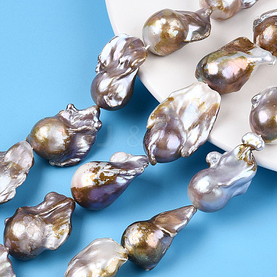 Natural Baroque Pearl Keshi Pearl Beads Strands PEAR-S019-04D-1