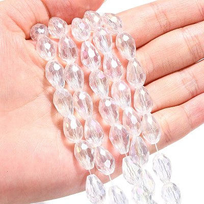 Electroplate Glass Beads Strands EGLA-D015-12x8mm-01-1