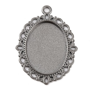 Tibetan Style Oval Alloy Pendant Cabochon Settings TIBEP-Q054-44B-RS-1