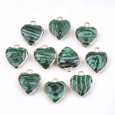 Electroplate Synthetic Malachite Pendants X-G-T112-03D-1