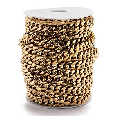 304 Stainless Steel Cuban Link Chain STAS-B019-02D-G-1