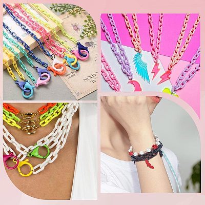 40 Strands 10 Colors Opaque Acrylic Cable Chains SACR-SC0001-15-1