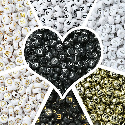 1400Pcs 7 Styles Plating & Opaque Acrylic Beads MACR-YW0003-33-1