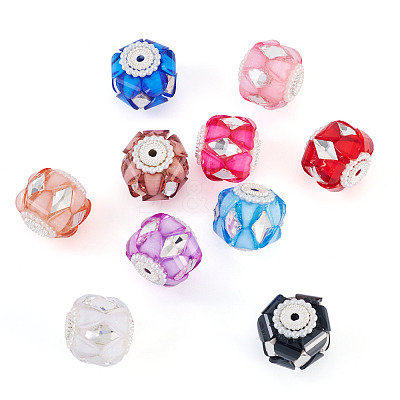 10Pcs 10 Colors Transparent Acrylic Beads CLAY-TA0002-07-1
