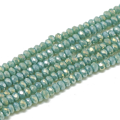 Electroplate Opaque Solid Color Glass Beads Strands X-EGLA-Q112-B13-1