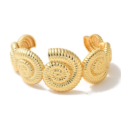 Rack Plating Brass Conch Open Cuff Bangles BJEW-B098-01G-1