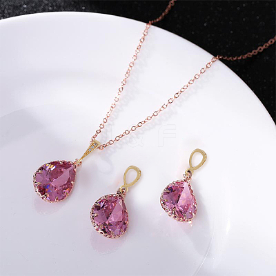 Brass Pave Clear Cubic Zirconia Pendants KK-HY0002-79-1